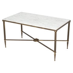 Vintage French Marble and Brass Coffee Table