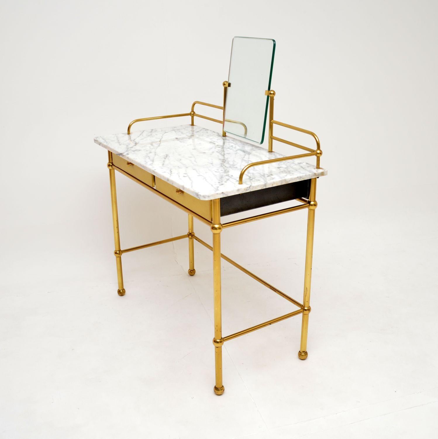 Mid-Century Modern Vintage French Marble and Brass Dressing Table by Georges Raimbaud