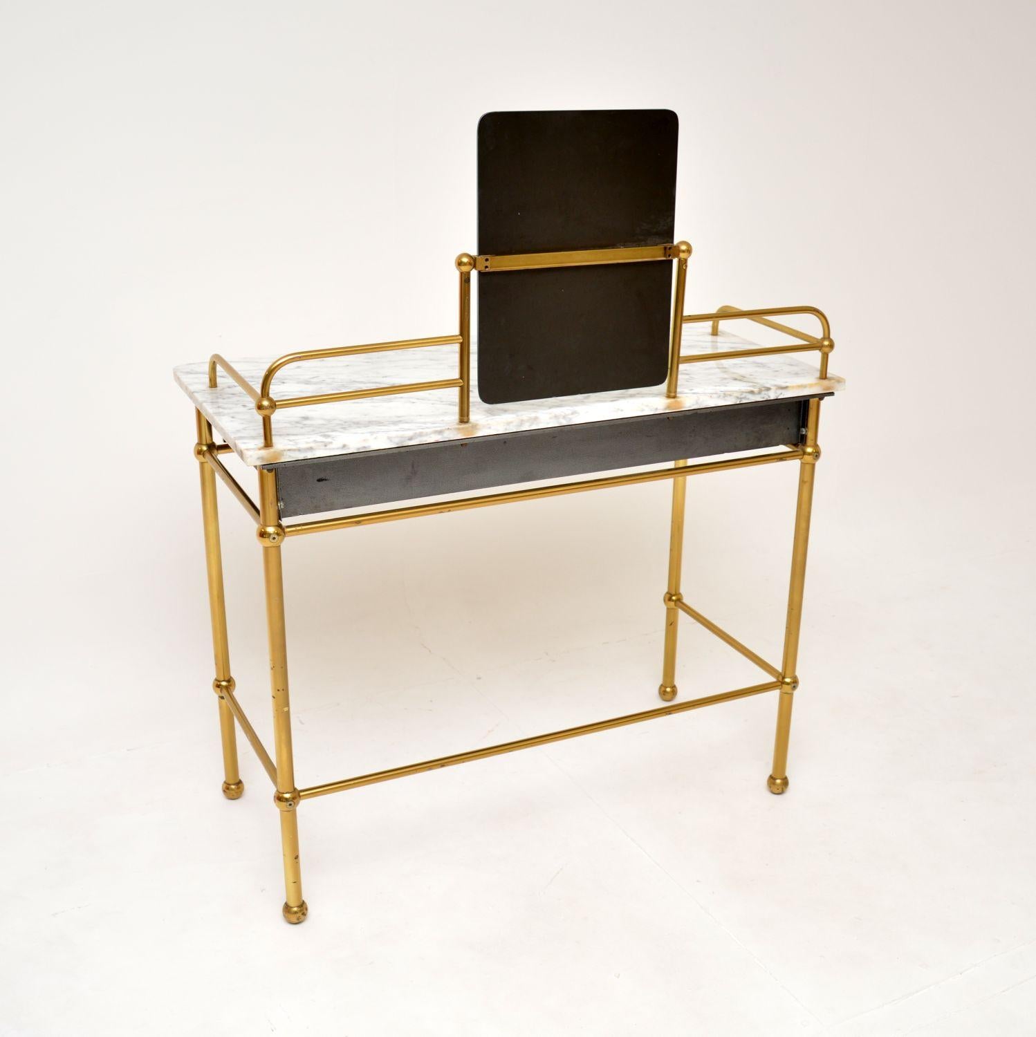 Vintage French Marble and Brass Dressing Table by Georges Raimbaud In Good Condition For Sale In London, GB