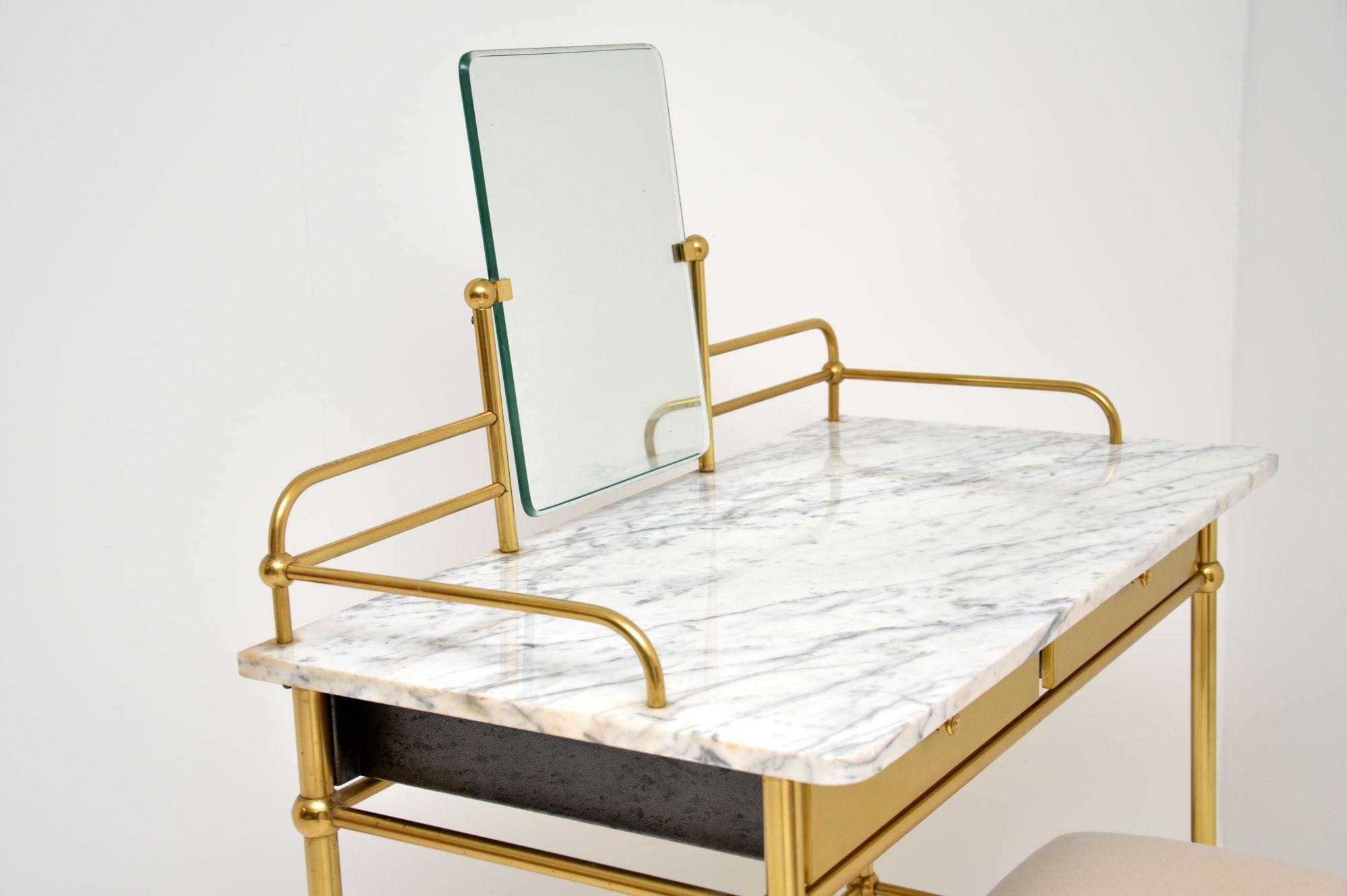 Mid-20th Century Vintage French Marble and Brass Dressing Table by Georges Raimbaud