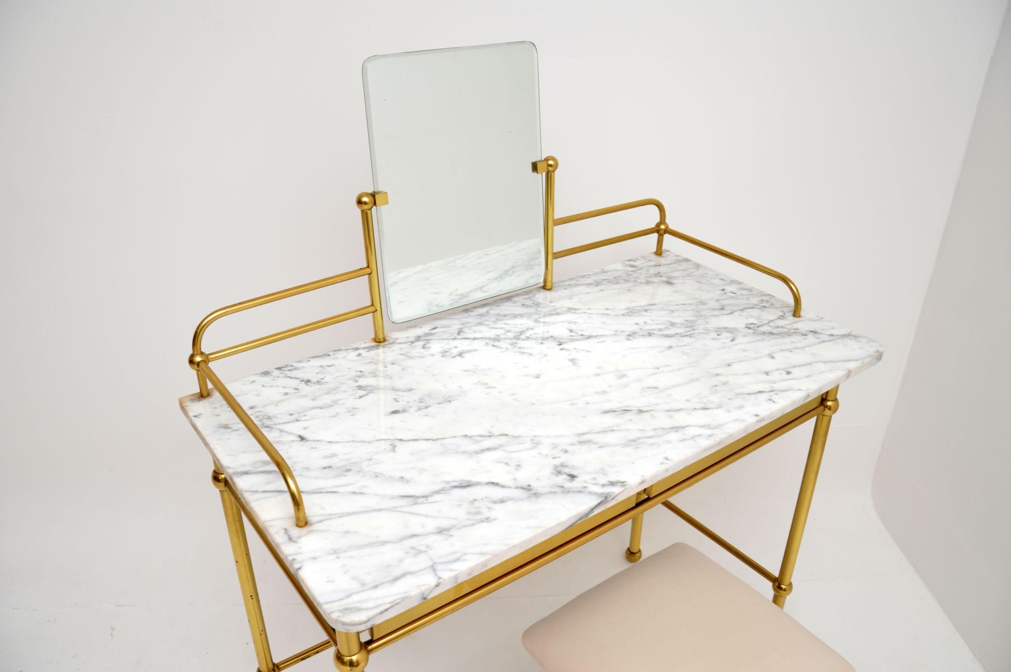 Vintage French Marble and Brass Dressing Table by Georges Raimbaud For Sale 1