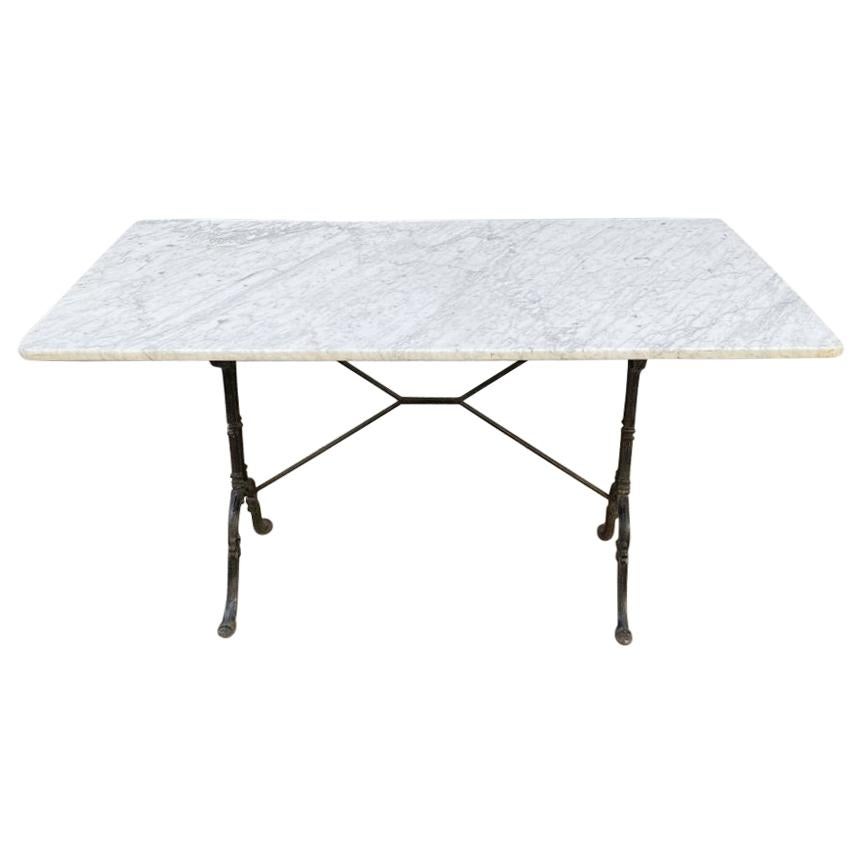 Vintage French Marble and Iron Bistro Table