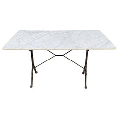 Vintage French Marble and Iron Bistro Table