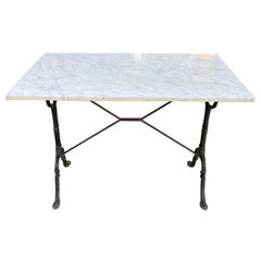 Vintage French Marble and Iron Bistro Table