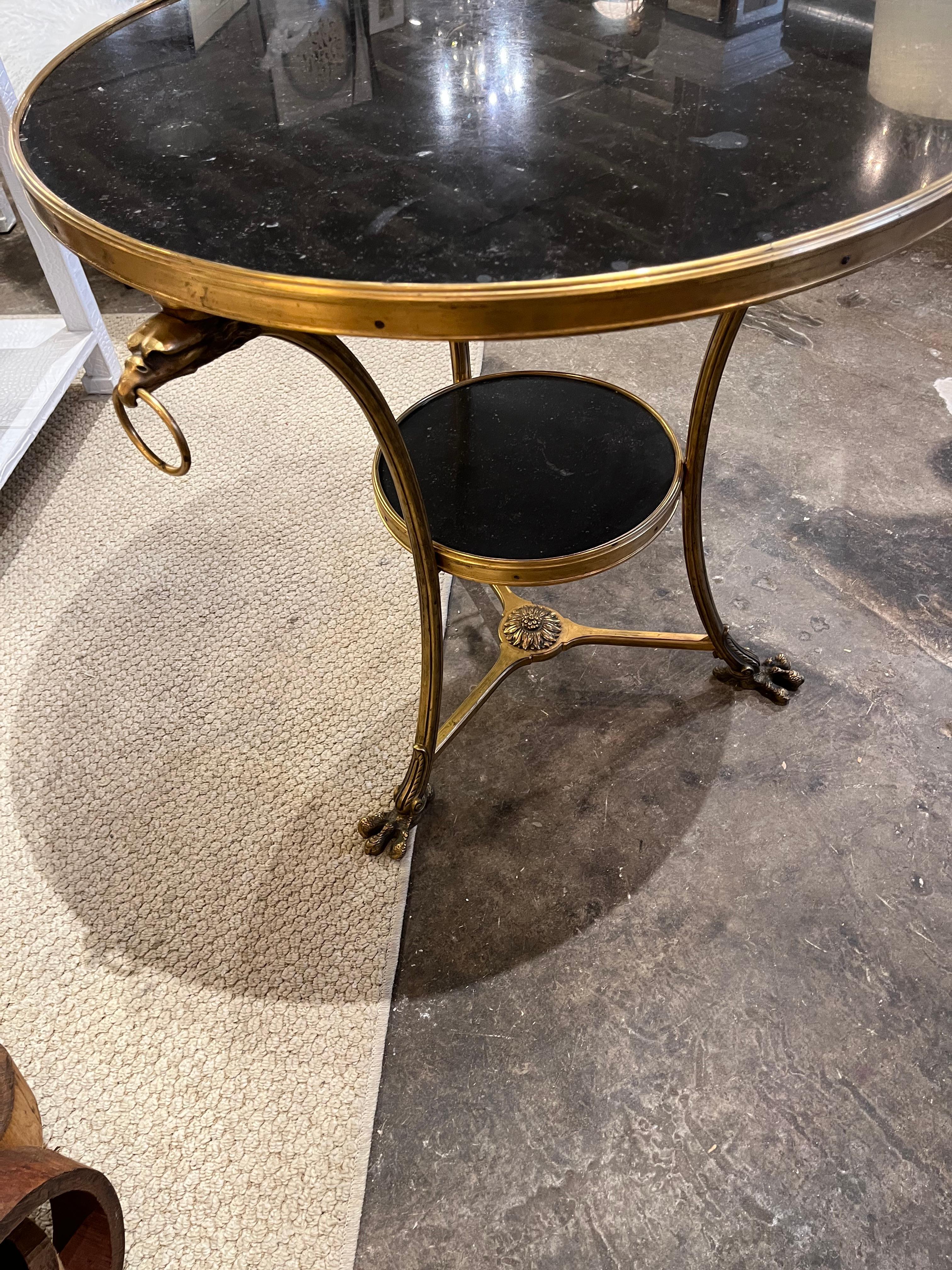 Vintage French Marble and Ormolu Gueridon Table In Good Condition In Chicago, IL