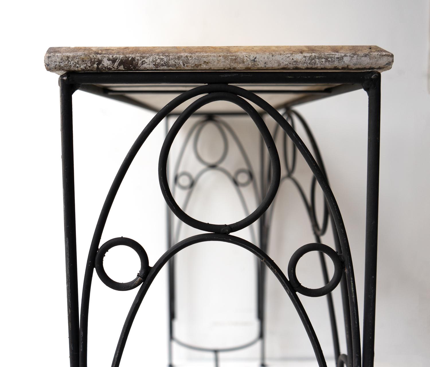 Vintage French Marble And Wrought Metal Console Table, Mid 20th Century 6