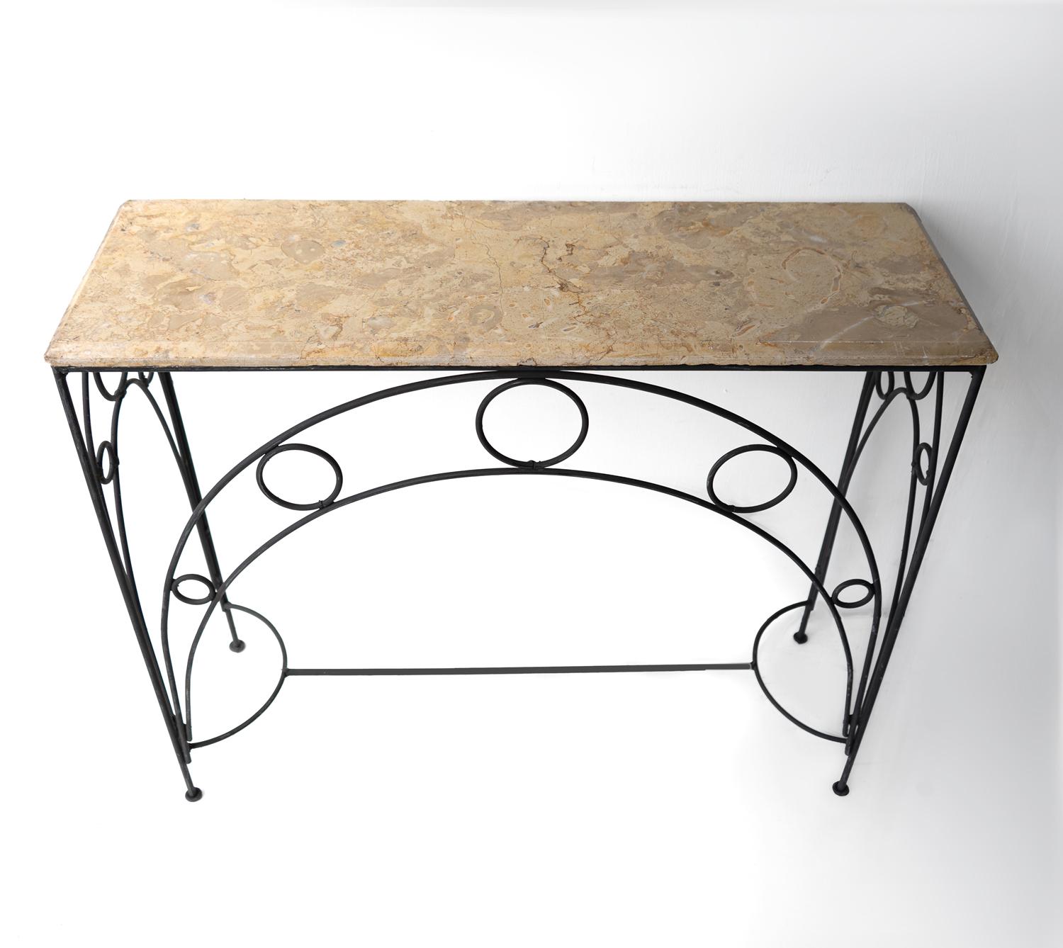 Vintage French Marble And Wrought Metal Console Table, Mid 20th Century 2