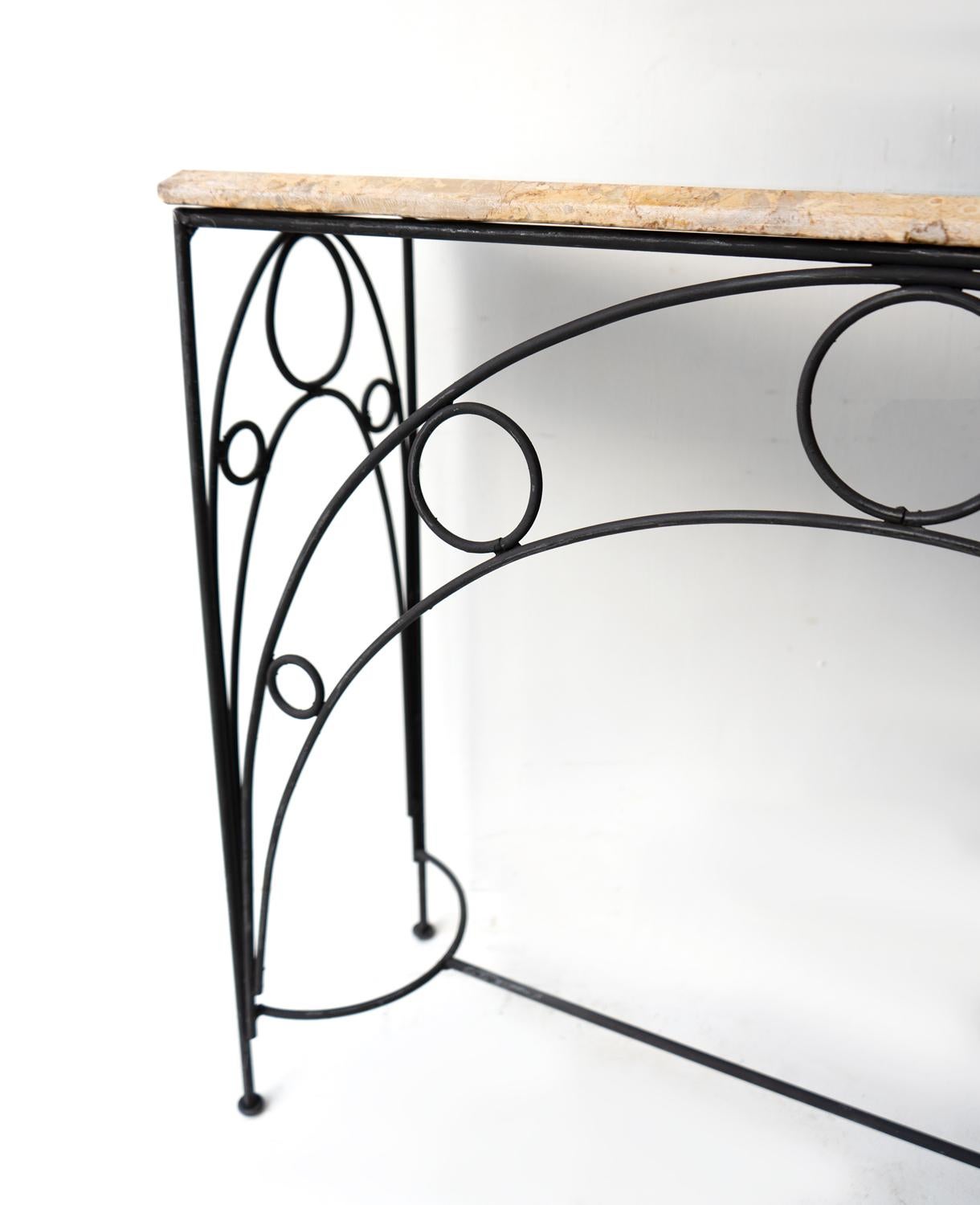 Vintage French Marble And Wrought Metal Console Table, Mid 20th Century 5
