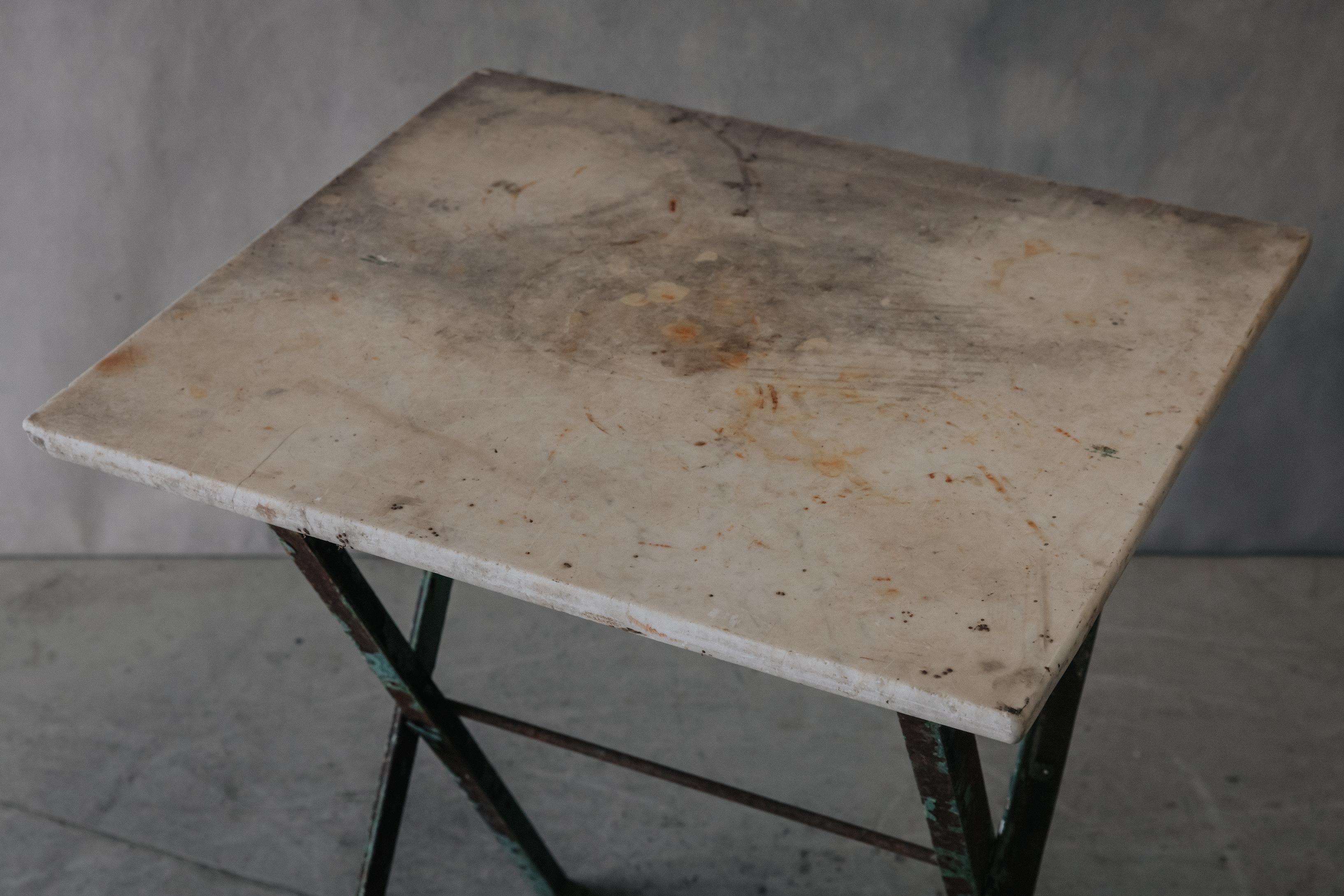 Vintage French Marble Bistro Table From France, Circa 1950 In Good Condition For Sale In Nashville, TN