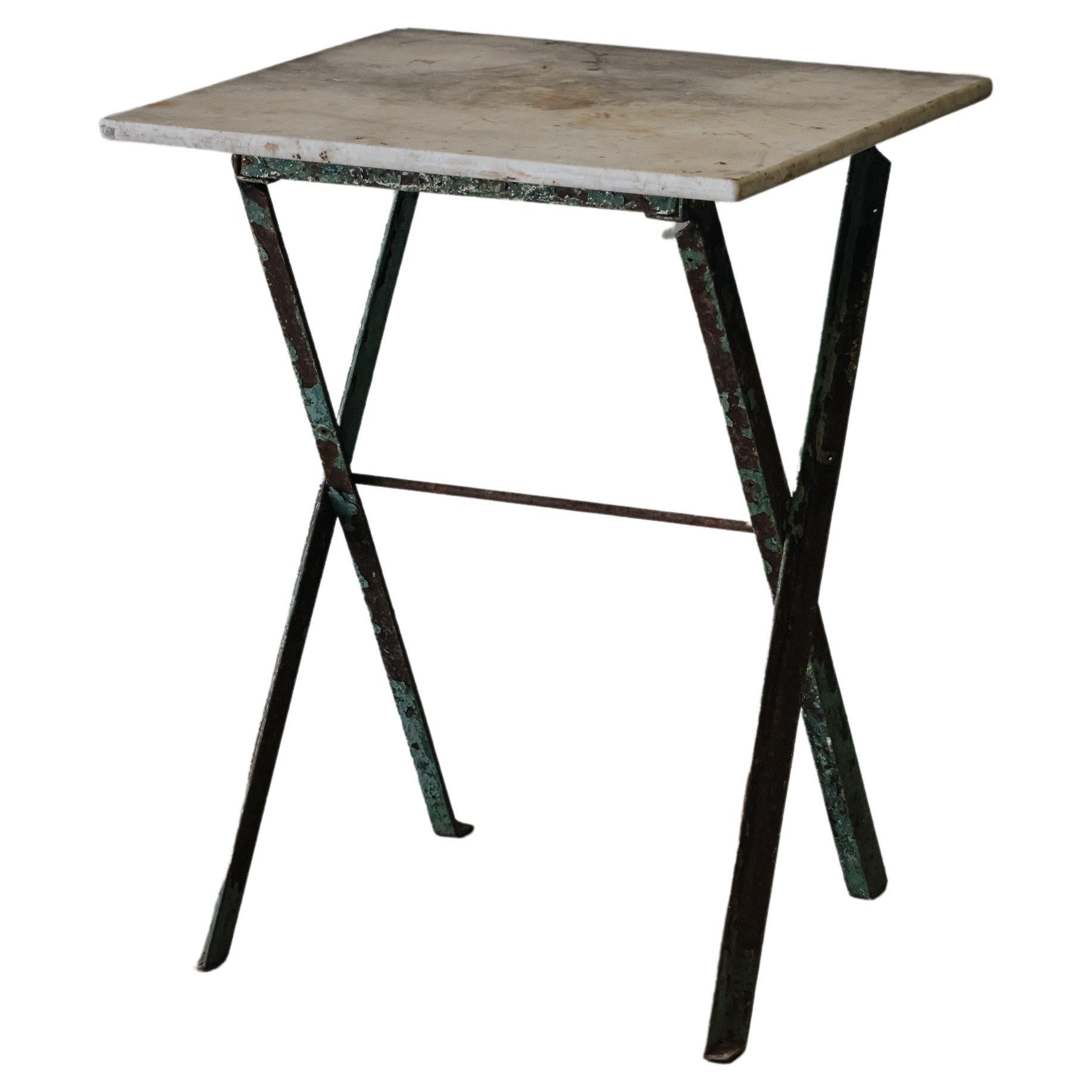 Vintage French Marble Bistro Table From France, Circa 1950 For Sale
