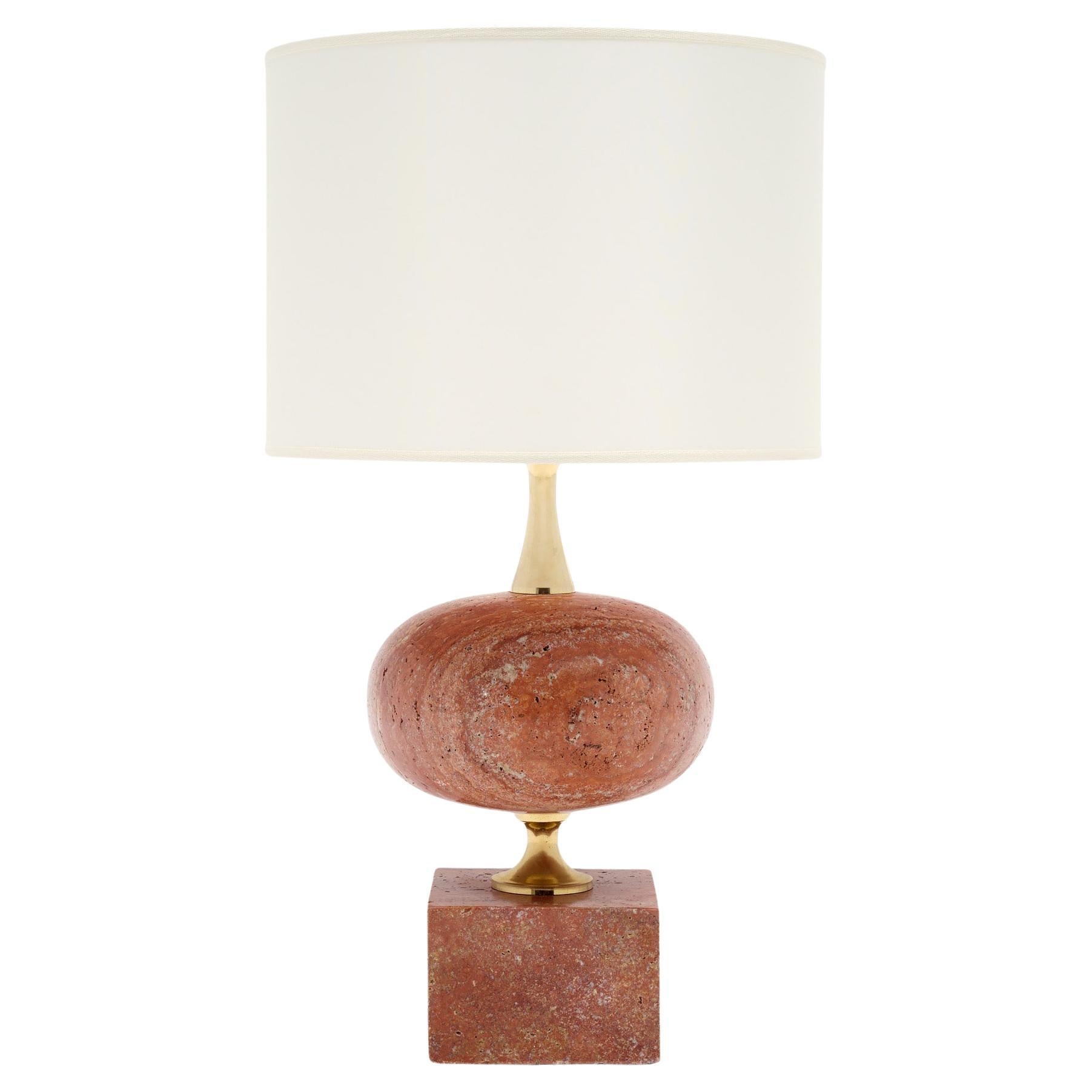 Vintage French Marble Table Lamp by Philippe Barbier