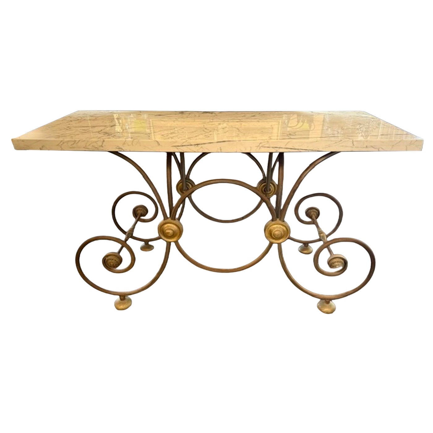 Vintage French Marble Top Pastry Table