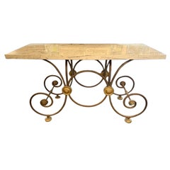 Vintage French Marble Top Pastry Table