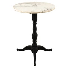 Used French Marble Topped Bistro Table with Iron Base