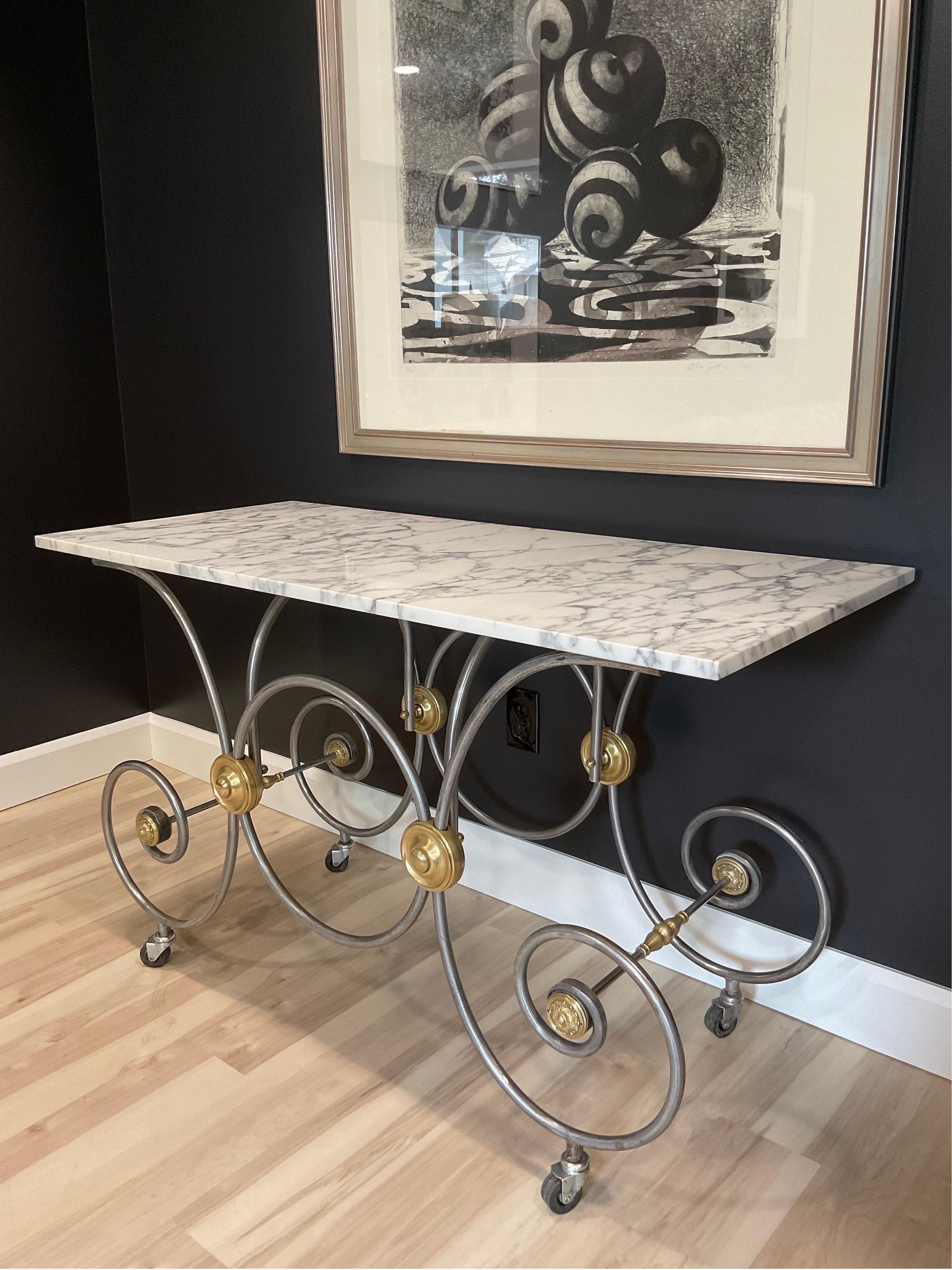 Louis XV Table à pâtisserie vintage française en marbre