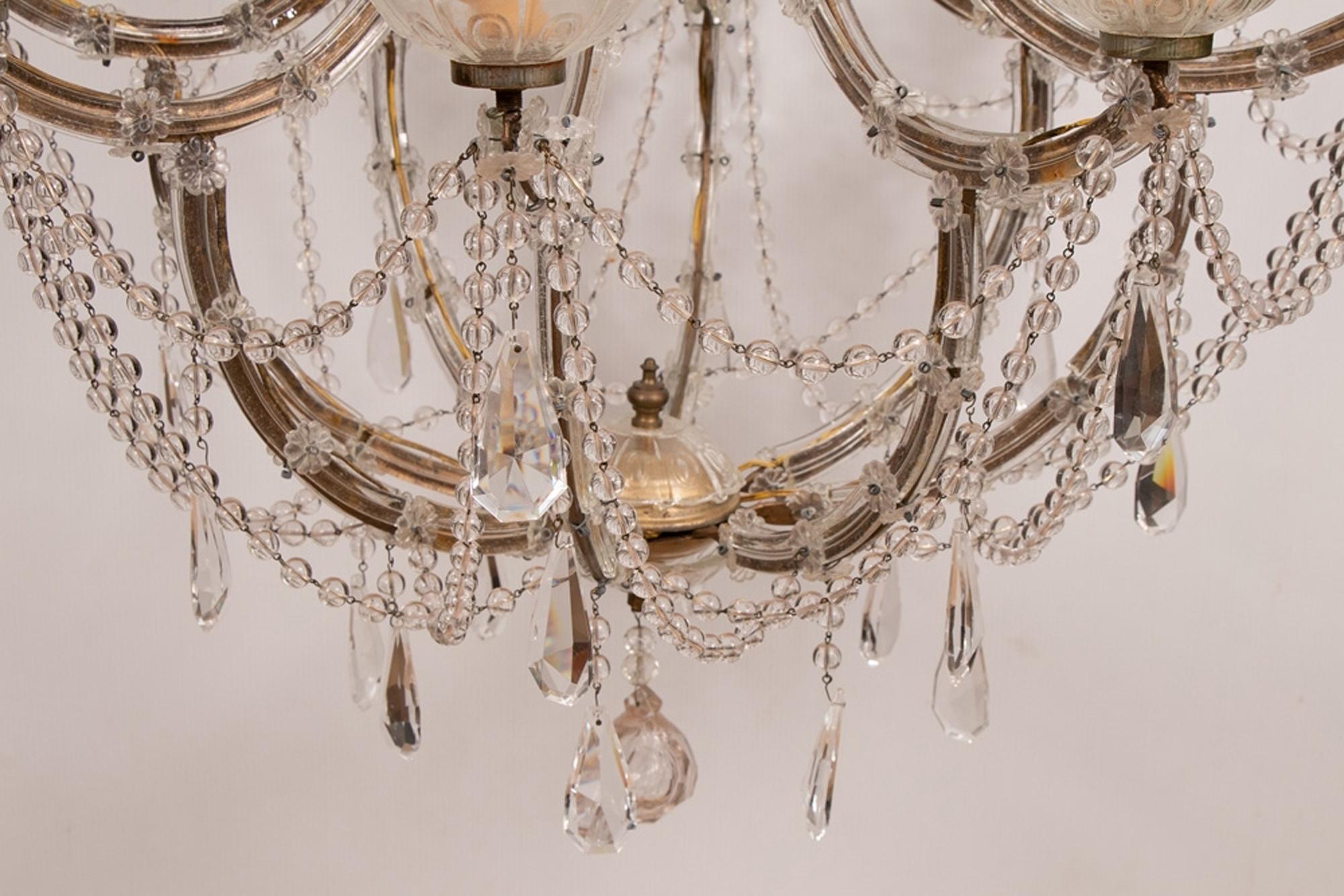 Mid-20th Century Vintage French Maria Theresa Birdcage Chandelier, circa 1940