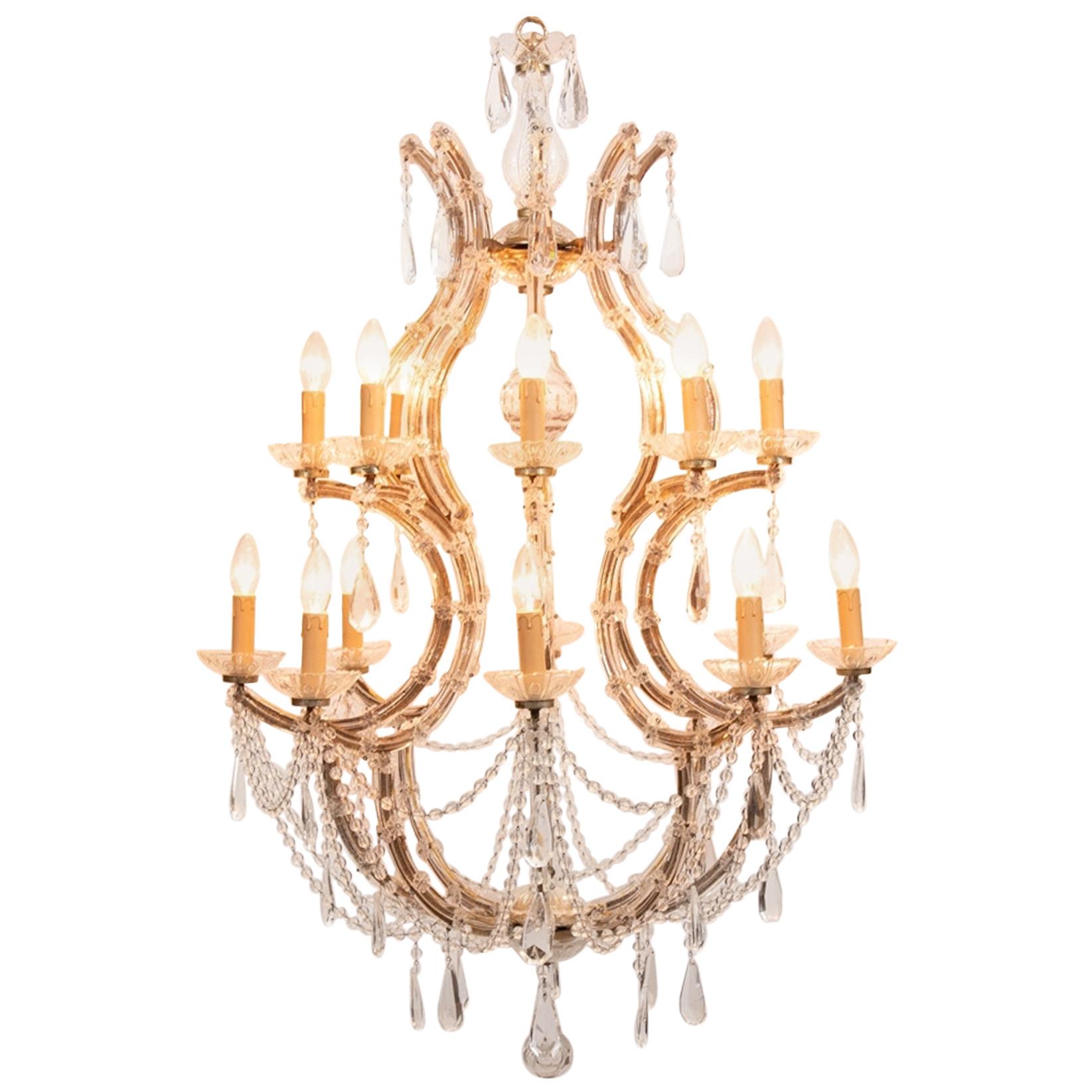 Vintage French Maria Theresa Birdcage Chandelier, circa 1940