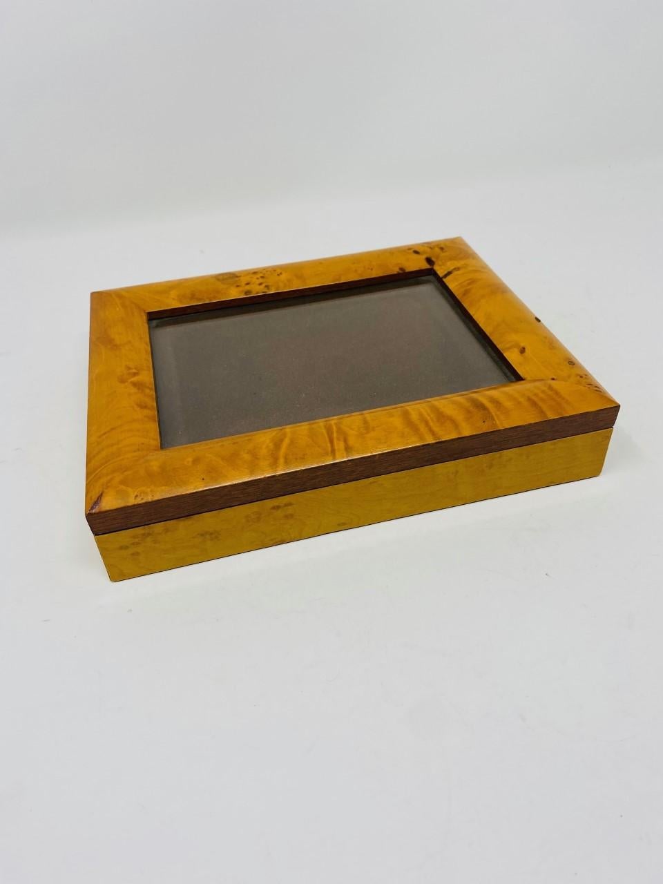 Wood Vintage French Marquetery Inlay Photo Frame Box 1970s For Sale
