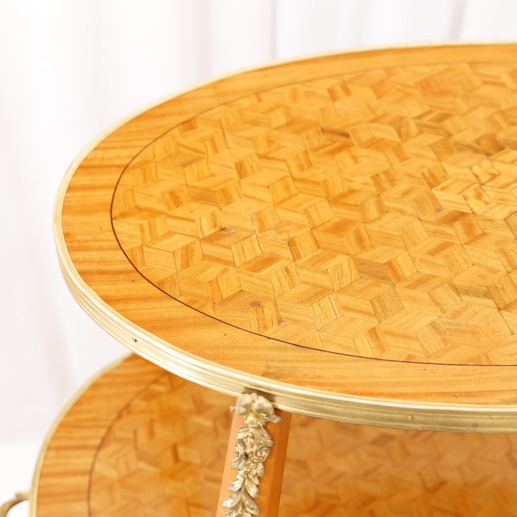 vintage french marquetry etagere tea table in lemon wood  In Good Condition In Saarbrücken, SL