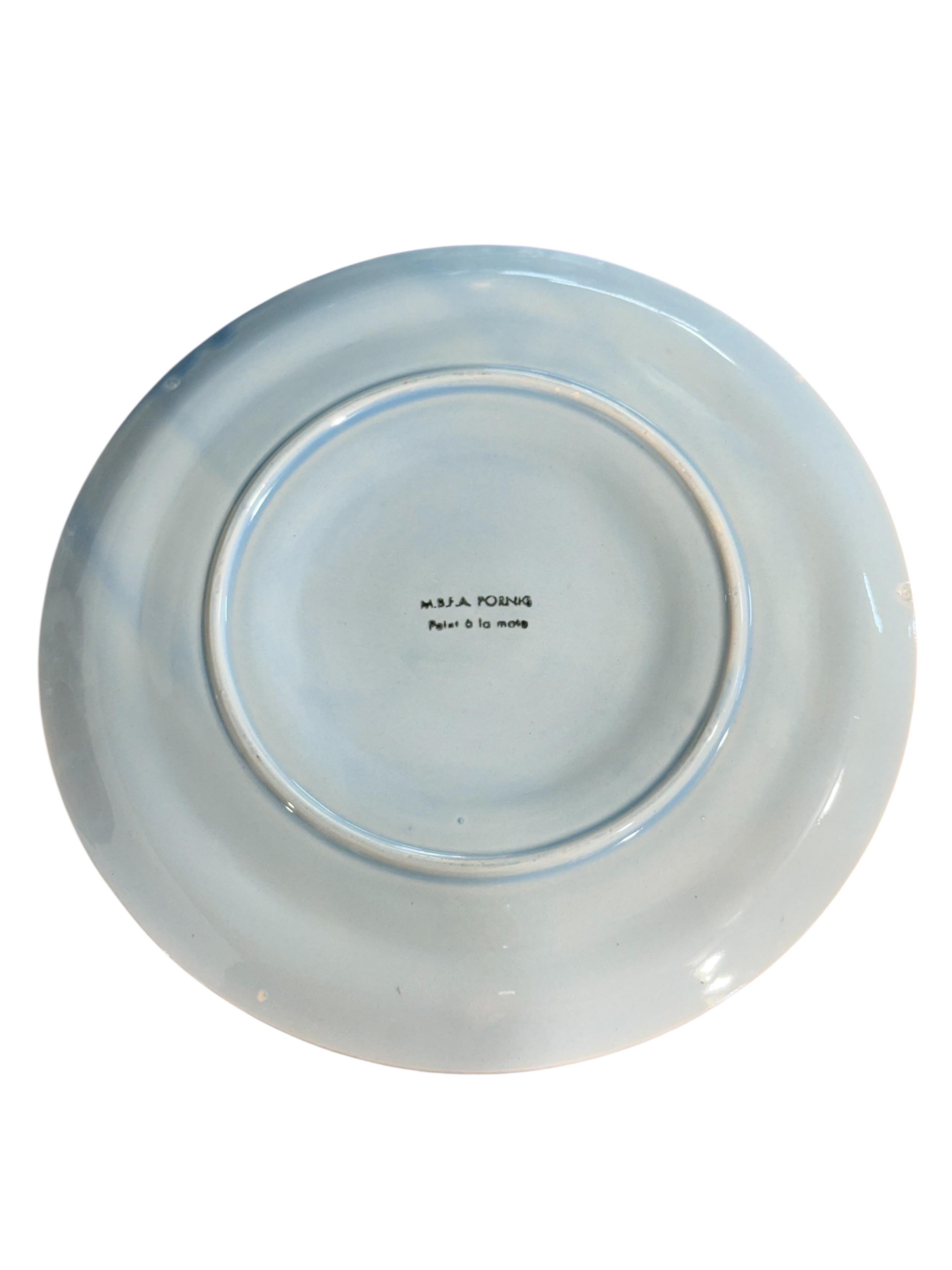 Vintage French M.B.F.A. Pornic Oyster Service, 12 Plates & Platter For Sale 4