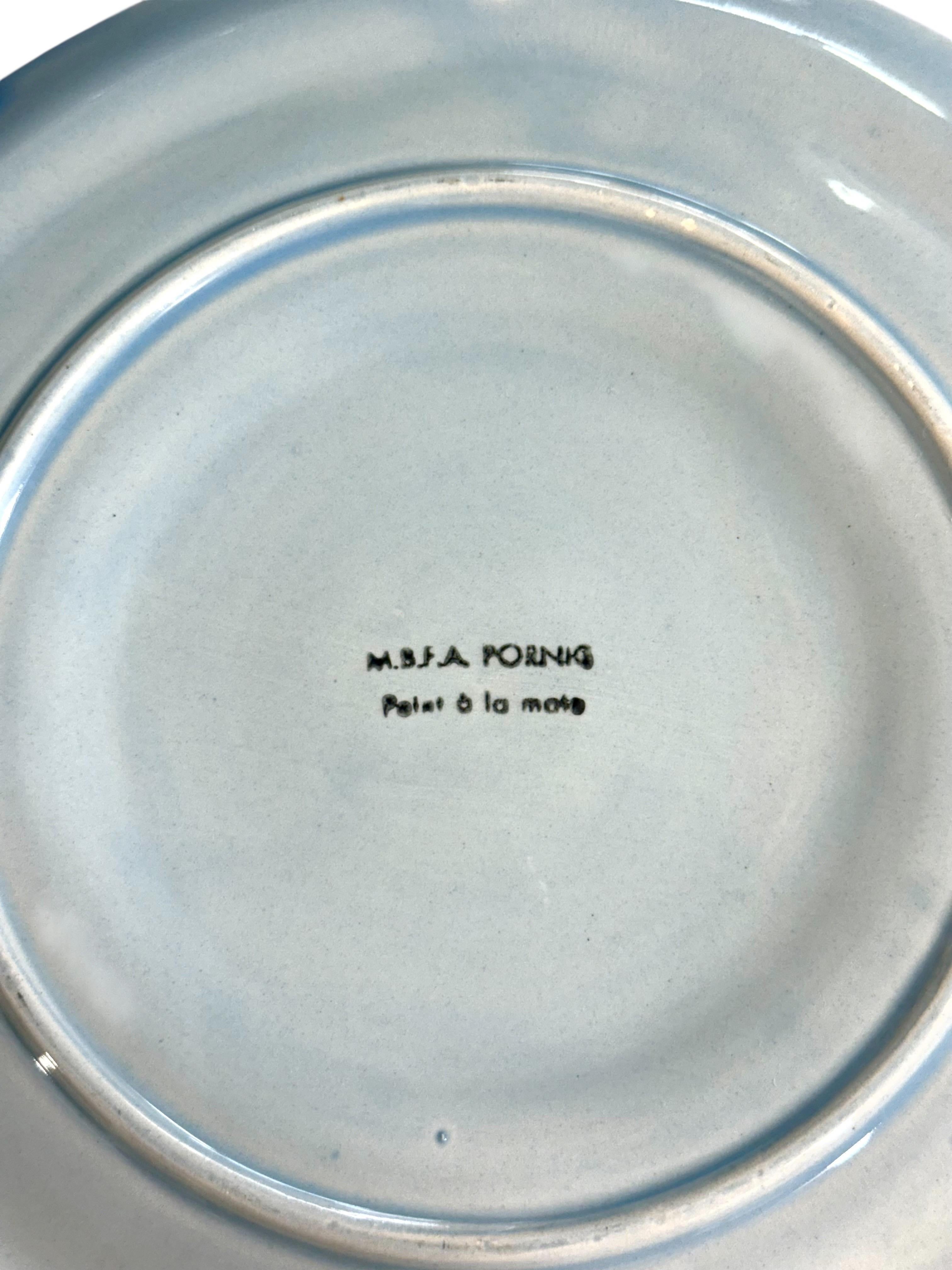 Vintage French M.B.F.A. Pornic Oyster Service, 12 Plates & Platter For Sale 8