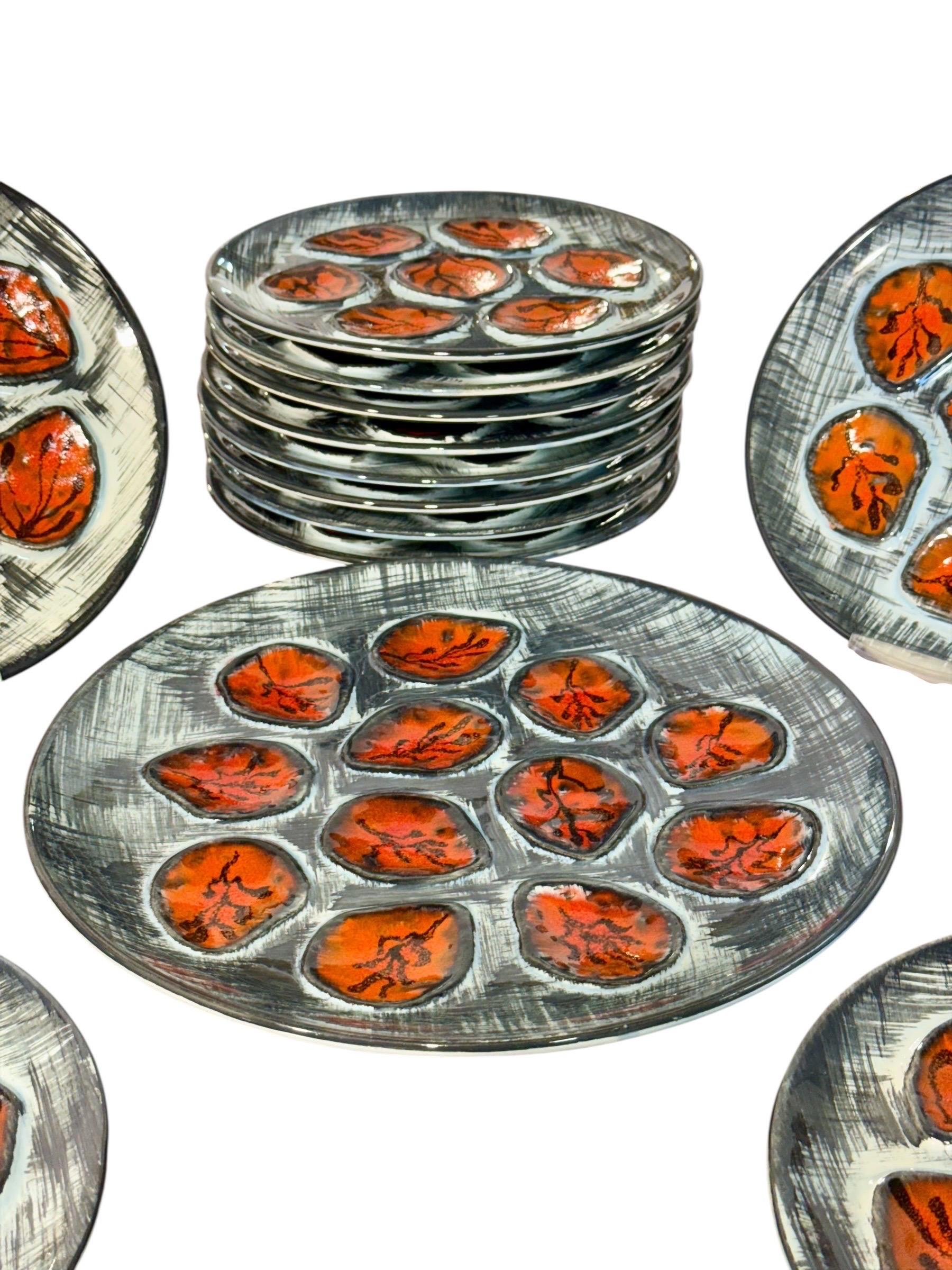 Vintage French M.B.F.A. Pornic Oyster Service, 12 Plates & Platter For Sale 1