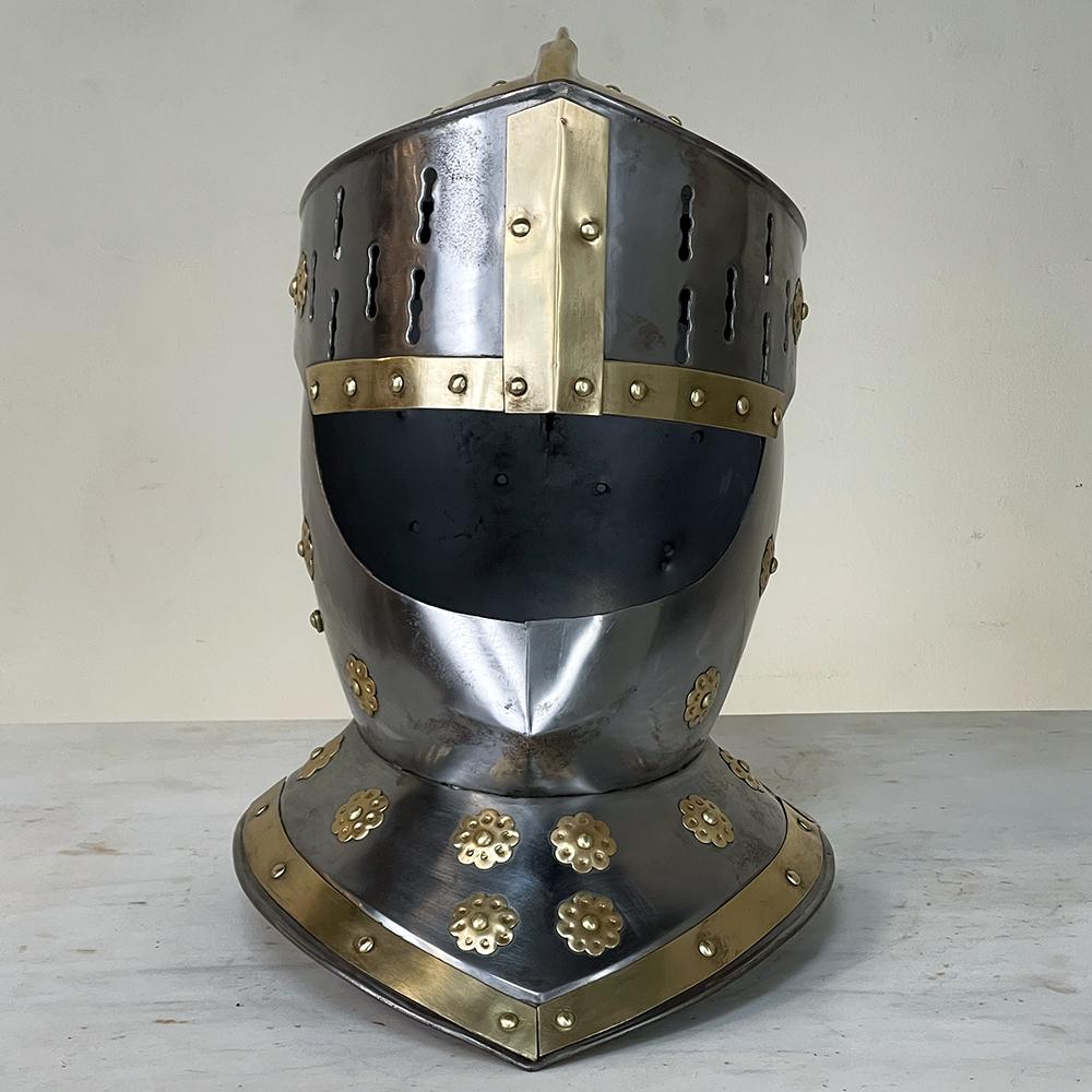 Vintage French Medieval Knight's Helmet in Brass For Sale 2