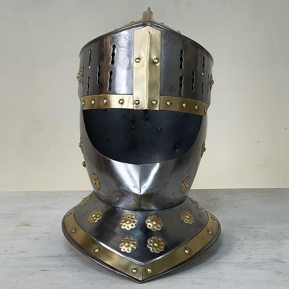Vintage French Medieval Knight's Helmet in Brass 2