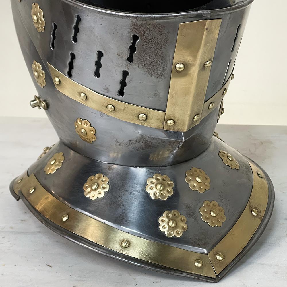 Vintage French Medieval Knight's Helmet in Brass For Sale 5