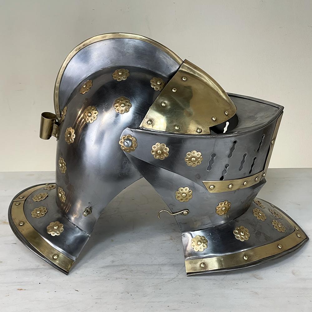 Vintage French Medieval Knight's Helmet in Brass For Sale 8