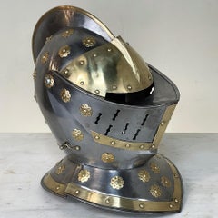 Vintage French Medieval Knight's Helmet in Brass