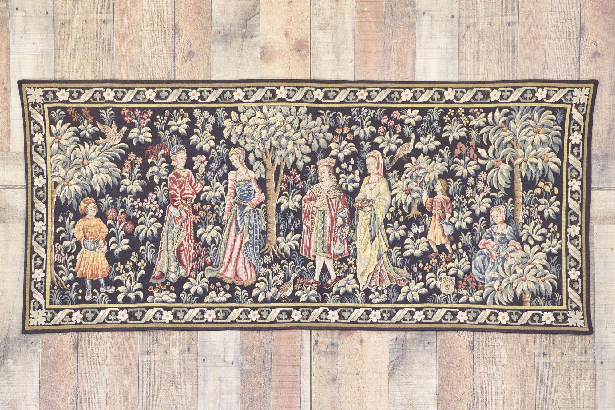 20th Century Vintage French Medieval Tapestry, the Promenade Tapestry For Sale