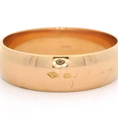 Vintage French Men's Classic 18k Rosy Yellow Gold 5.9mm Wide Wedding Band Ring