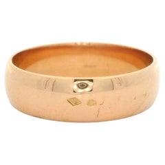 Vintage French Men's Classic 18k Rosy Yellow Gold 5.9mm Wide Wedding Band Ring