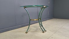 Vintage French metal and brass console, 1970s
