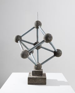 Vintage French Metal and Concrete Atom Sculpture