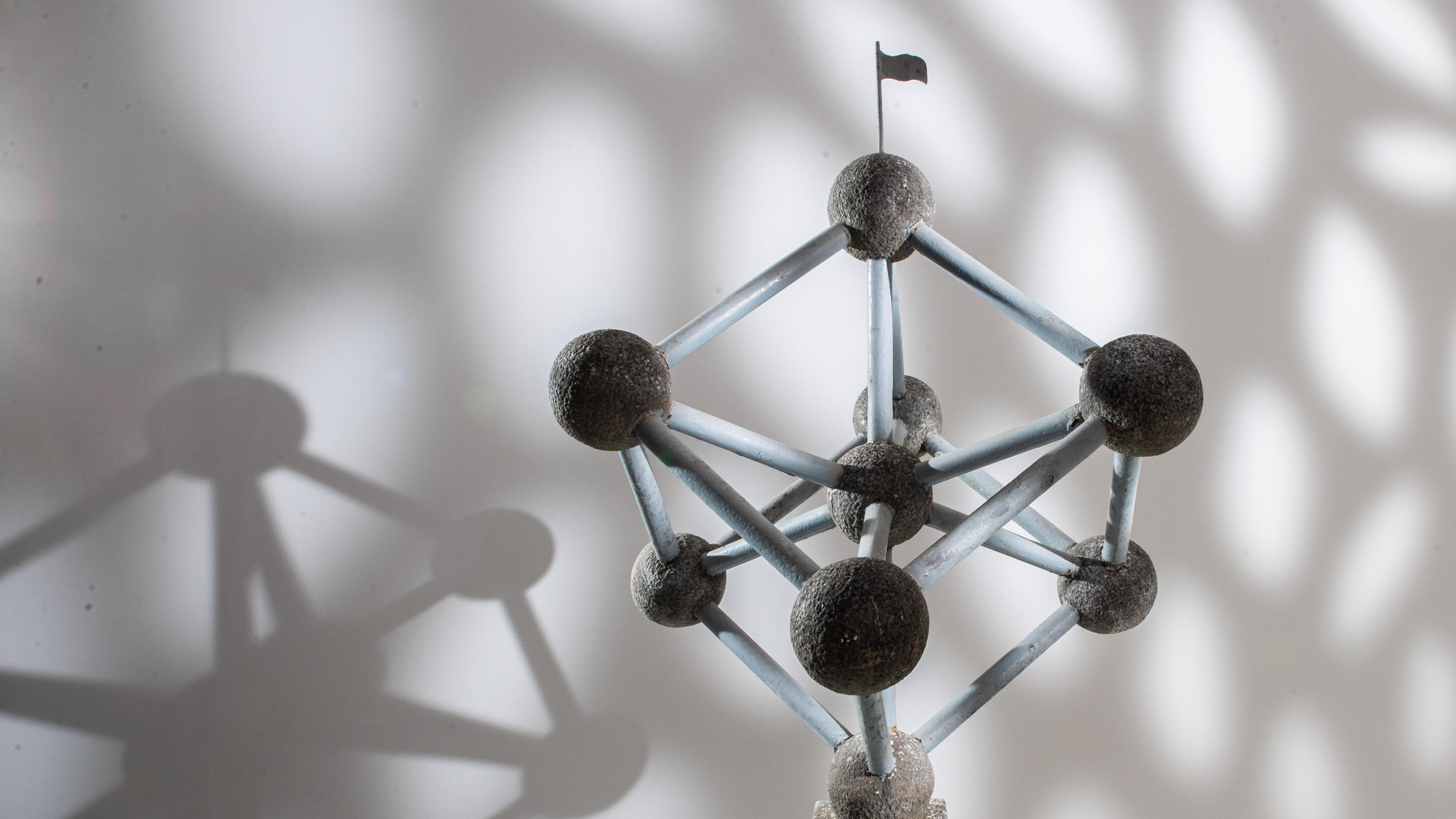 Vintage French Metal and Concrete Atom Sculpture 1