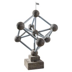 Vintage French Metal and Concrete Atom Sculpture