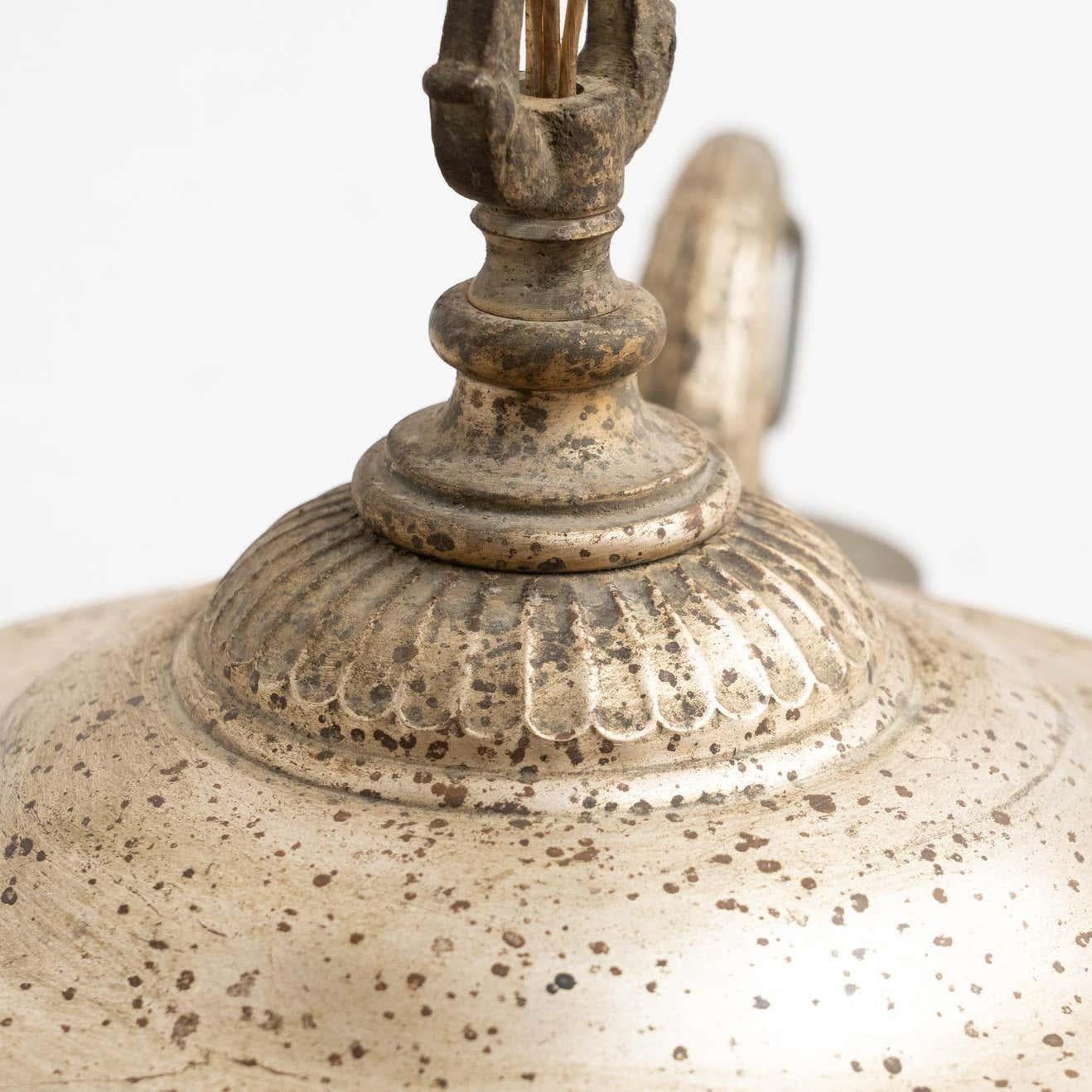 Vintage French Metal and Glass Ceiling Lamp, circa, 1930 For Sale 6