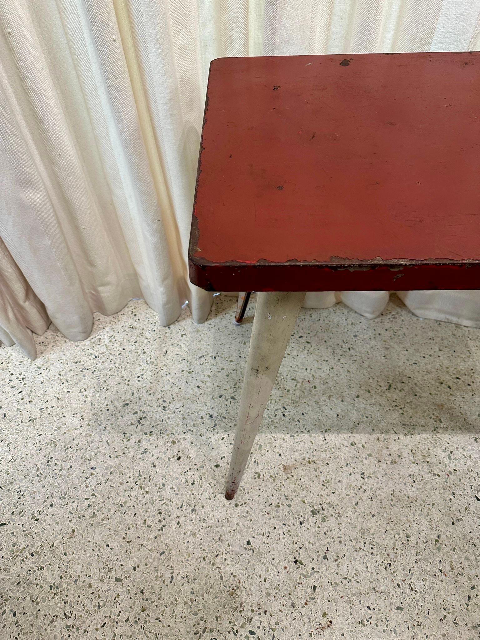 Painted Xavier Pauchard Vintage French Metal Bistro Table For Sale