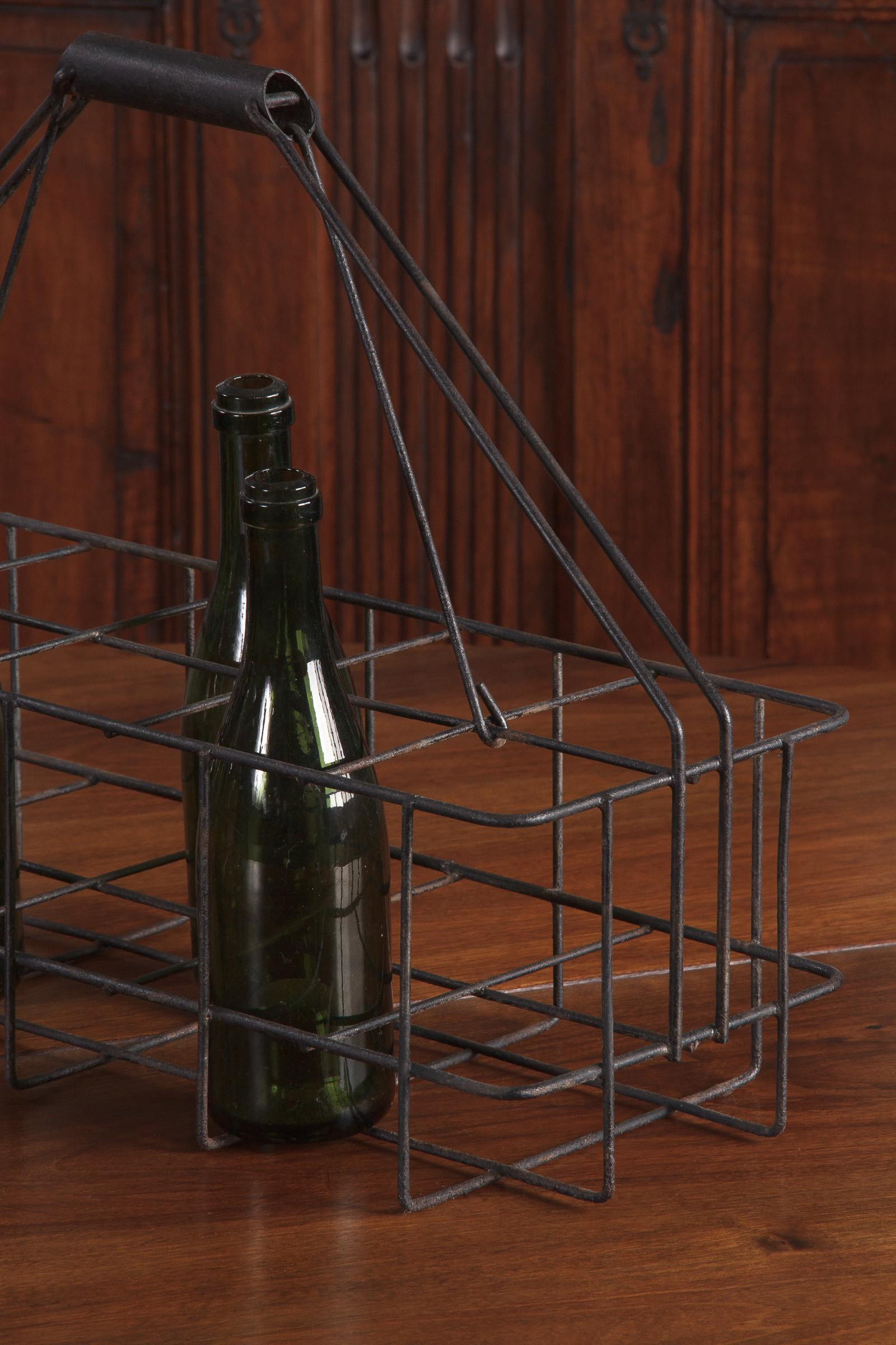 Vintage French Metal Bottle Carrier, 1940s 10