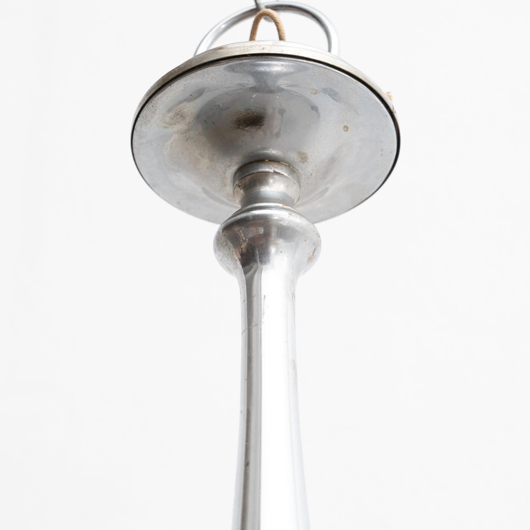 Vintage French Metal Ceiling Lamp circa 1930 For Sale 5