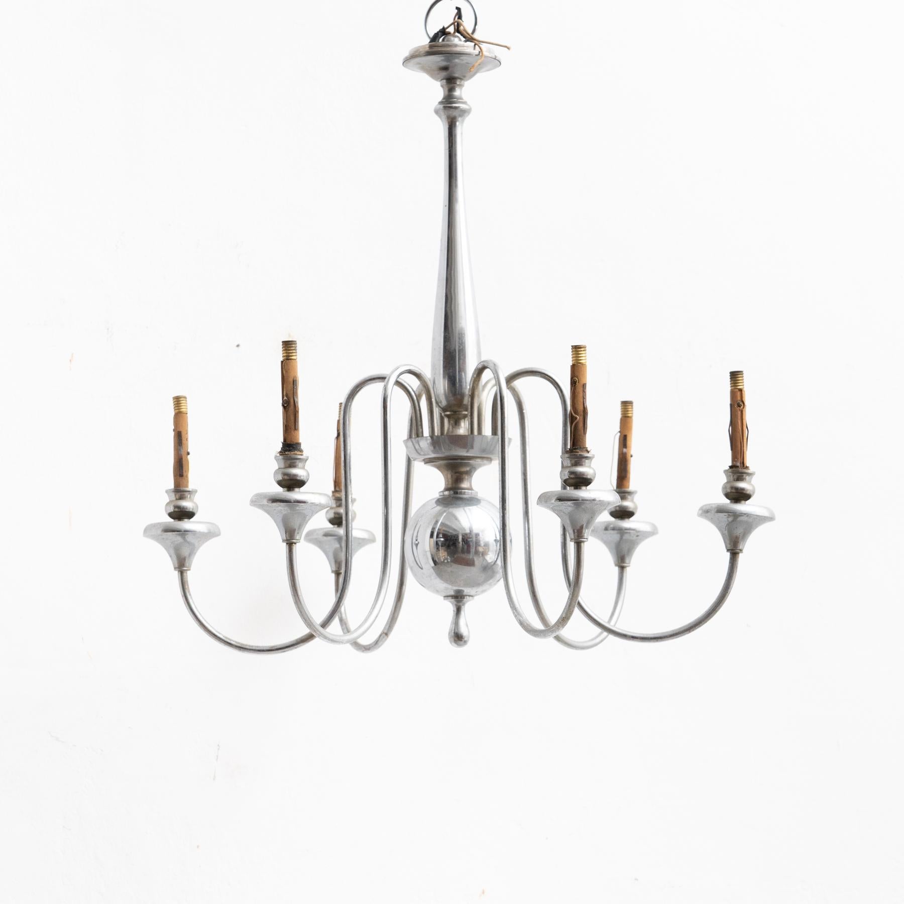 Art Deco Vintage French Metal Ceiling Lamp circa 1930 For Sale