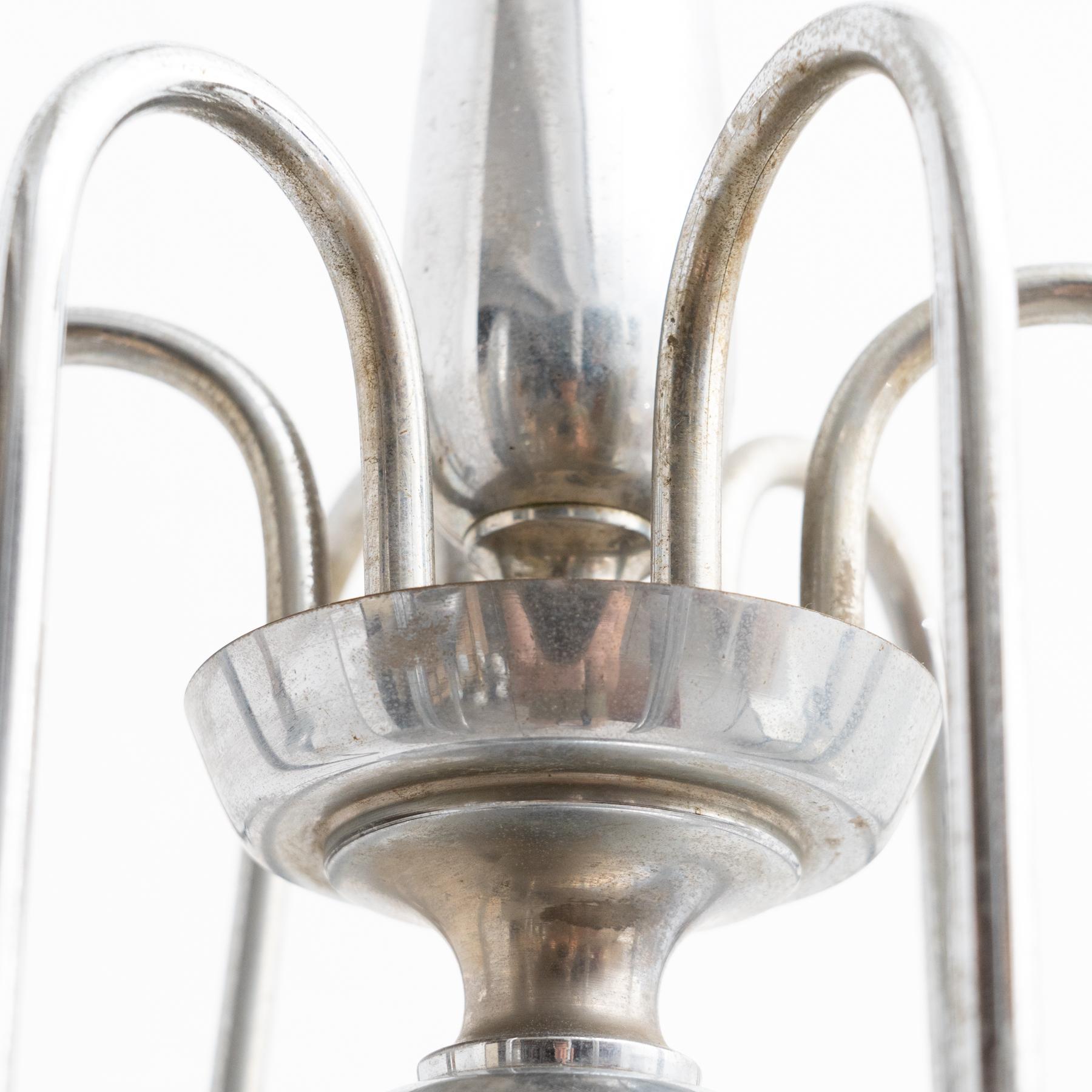 Vintage French Metal Ceiling Lamp circa 1930 4