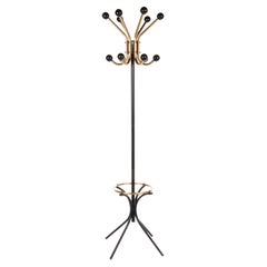 Vintage French Metal Coat Rack with Umbrella Stand, 1960s