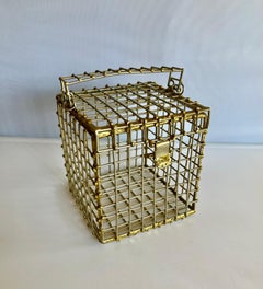 Vintage French "metal dore" Gilt Metal Square Cage Purse