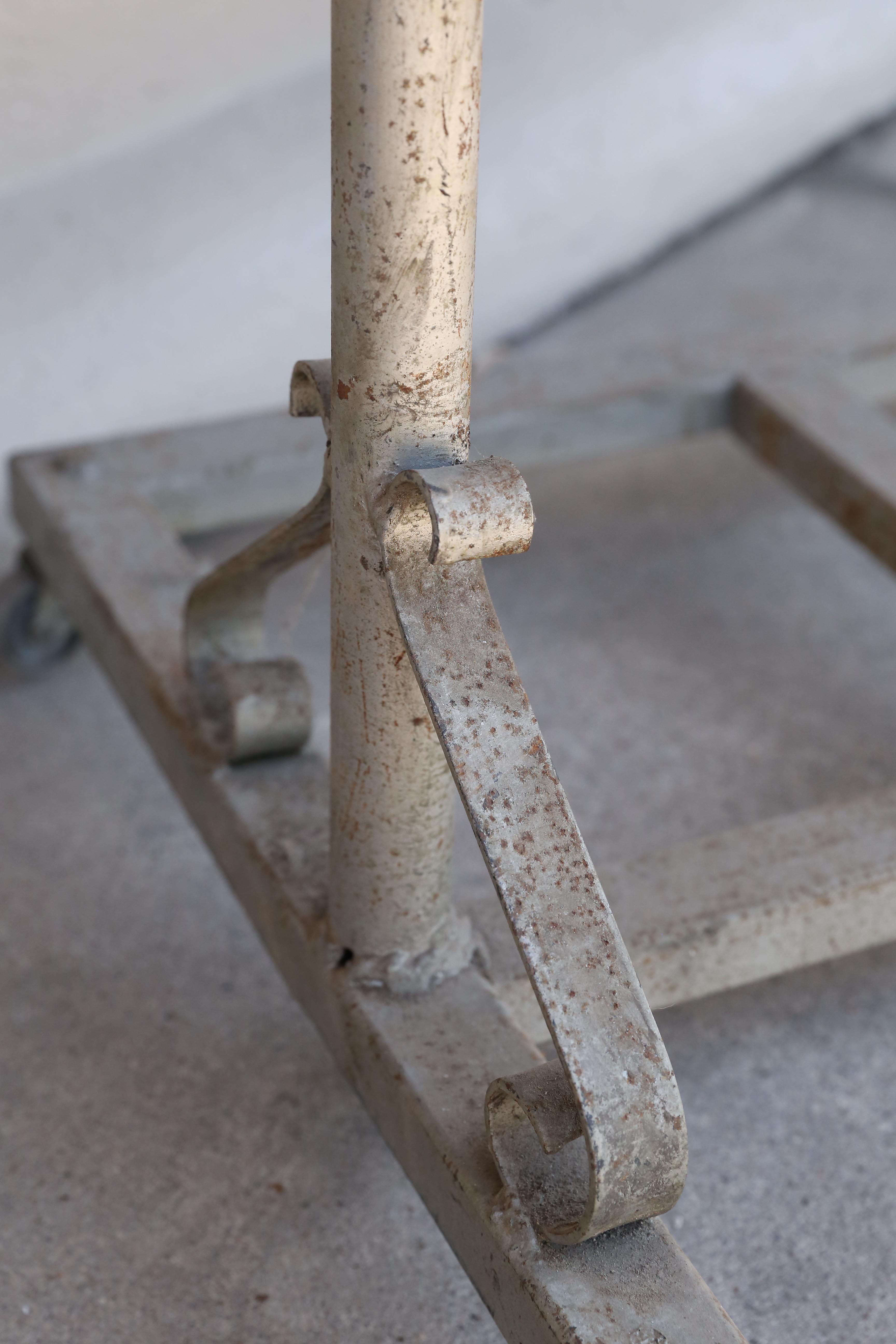 Vintage French Metal Easel on Casters For Sale 3