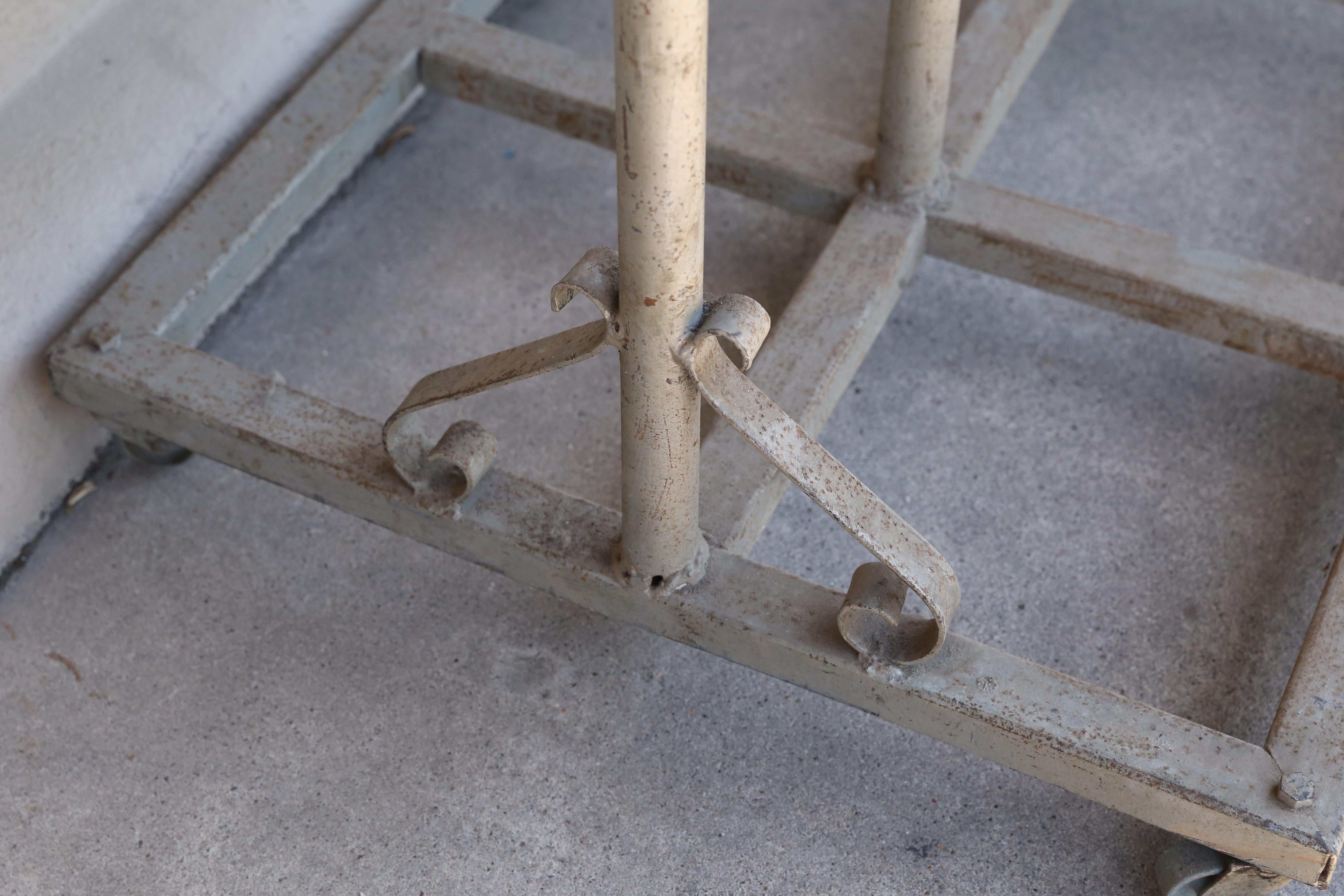 Vintage French Metal Easel on Casters For Sale 1