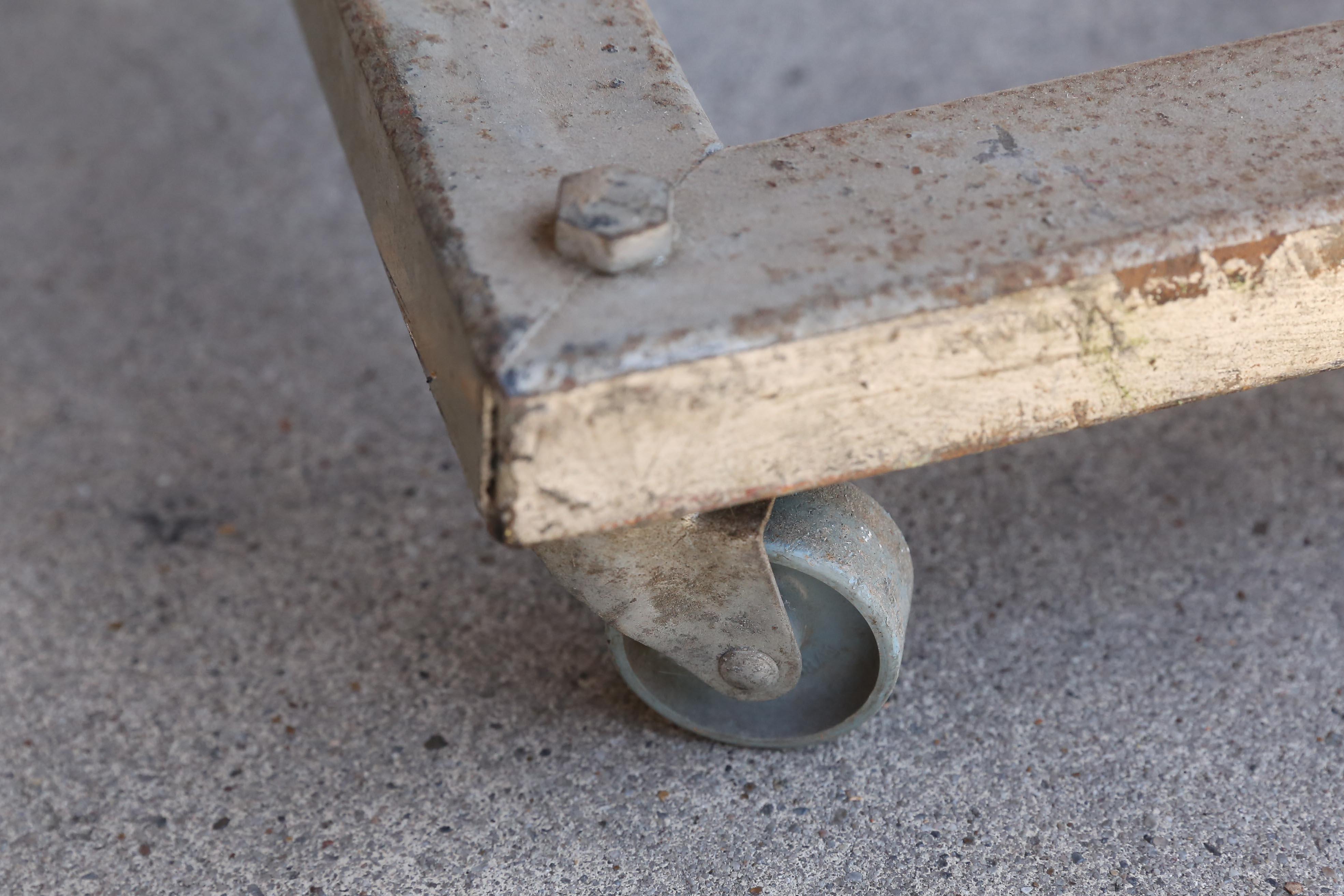 Vintage French Metal Easel on Casters For Sale 2