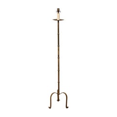 Vintage French Metal Floor Lamp, Gold Tone
